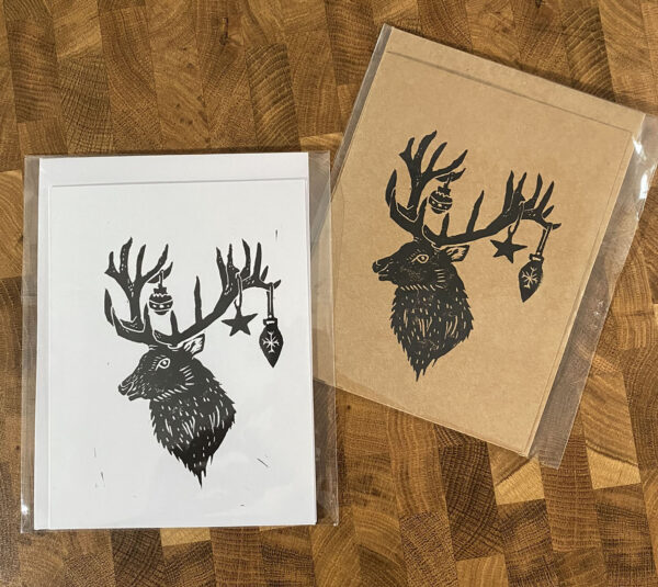 Oh Deer Linocut Holiday Card