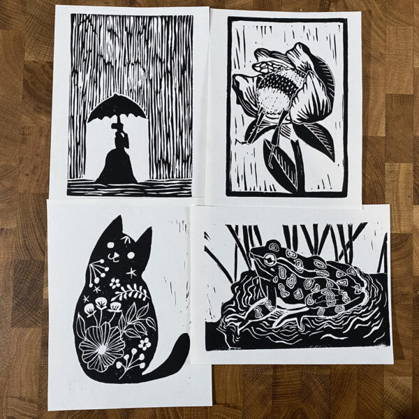 4 Pack of Linocut Prints