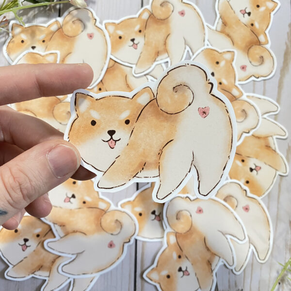 Shiba Inu Watercolor Matte Sticker - Image 2