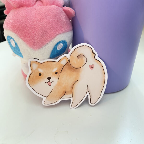 Shiba Inu Watercolor Matte Sticker - Image 3