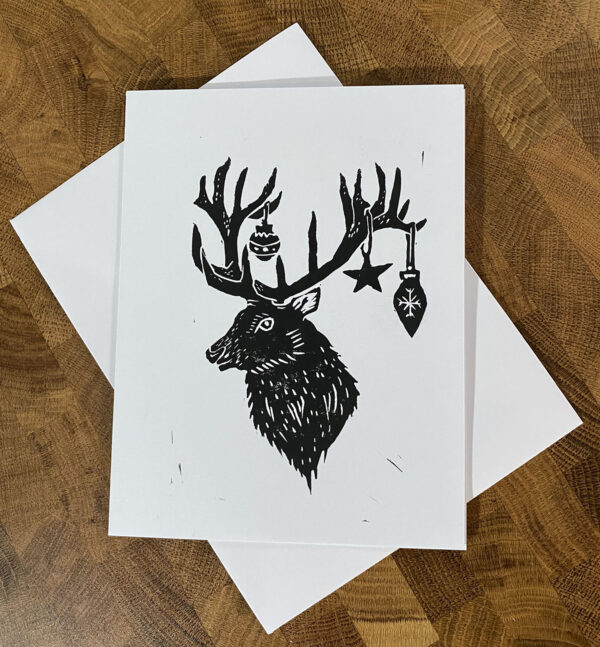 Oh Deer Linocut Holiday Card - Image 4